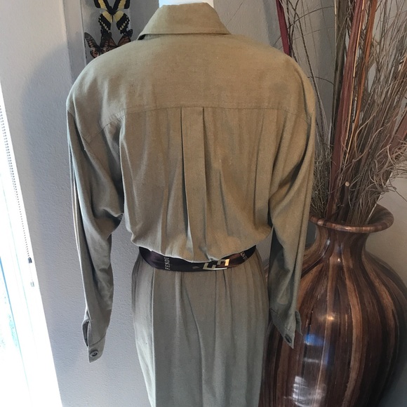 Vintage Silk David Brooks Shirt Dress Pockets 8 - Picture 7 of 8